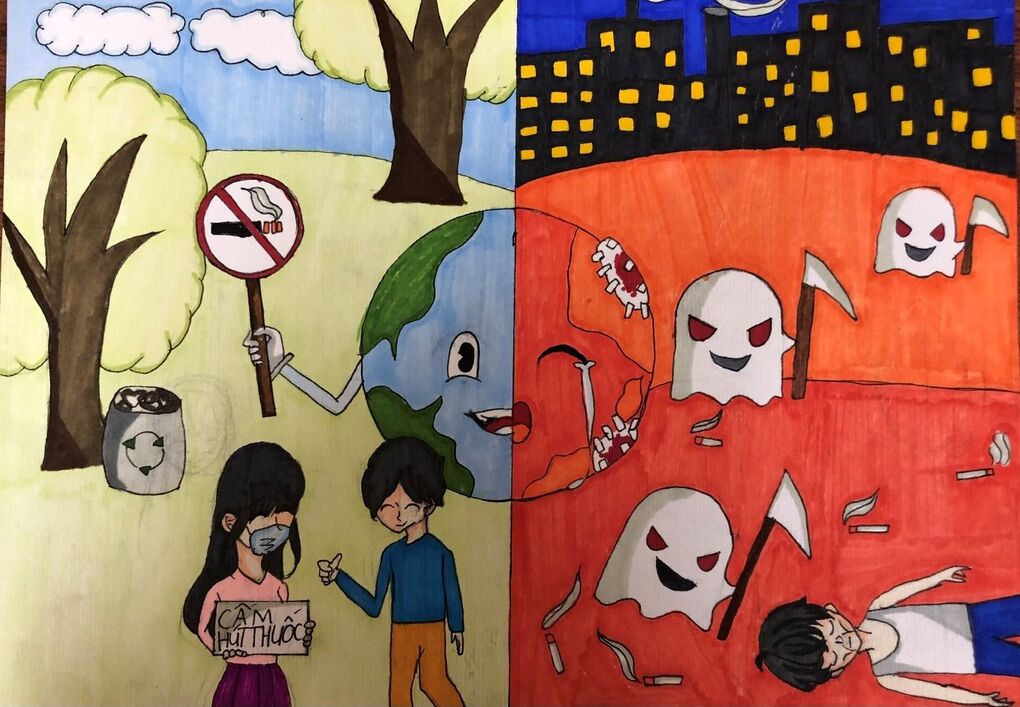 Liên đội trường THCS Phúc Xá tổng kết cuộc thi vẽ tranh kèm khẩu hiệu Slogan với chủ đề: “Thế giới không khói thuốc”